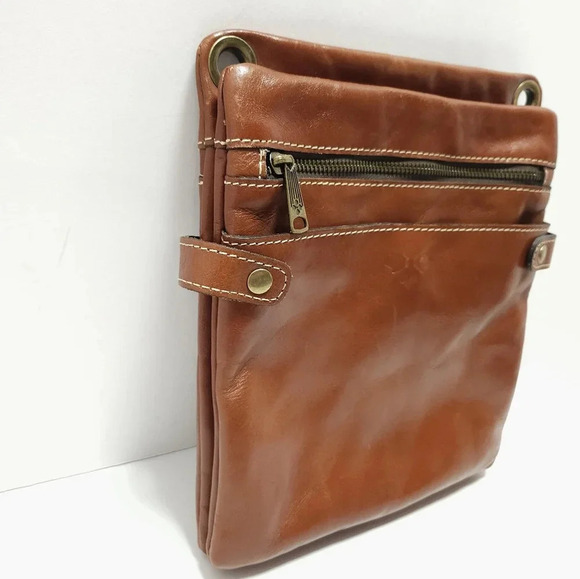 Patricia Nash Francesca Organizer Cognac Brown Leather Medium Crossbody Bag - Picture 3 of 10